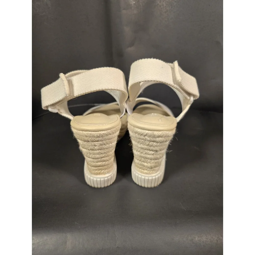 Nautica Shoes Sandals Espadrilles Open‎ Toe Wedge Logo White Strap Women's 8